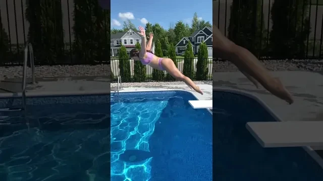 Fancy Diving Jumps off Diving Board in Pool #shorts